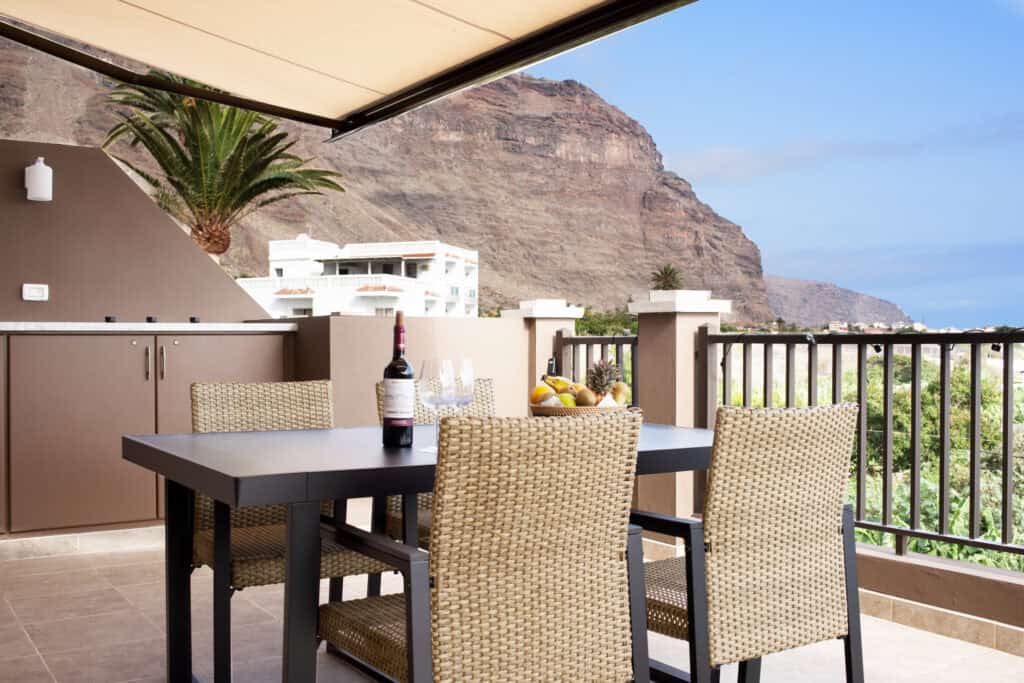 Holiday flat Valle Gran Rey "Maria y Mar" - Roof terrace with mountain and sea view